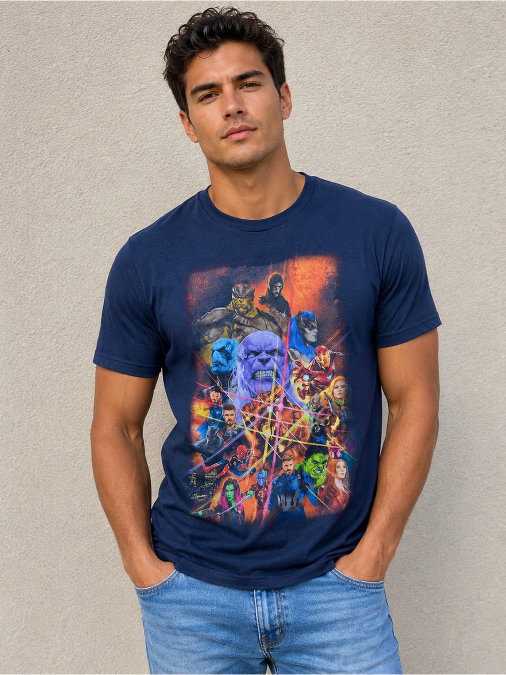 LG Black Avengers Multicolor Graphic Tee